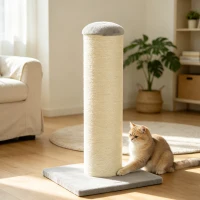 PawHut Poste Arranhador para Gatos 75,5 cm com Base Estável e Corda de Sisal Natural, Cinzento-Claro(m-8)