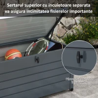 Outsunny Ladă de Depozitare pentru Exterior de 311L cu Încuietoare și 2 Mânere, din Oțel Zincat, 120x62x66 cm, Gri Închis(m-7)