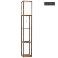 HOMCOM LED Stehlampe mit 3 Regalen, Stehleuchte mit E27 Fassung, 26 x 26 x 160 cm, für Wohn-/Schlafzimmer