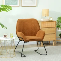 HOMCOM Poltrona Sala de Estar Moderna Poltrona de Leitura com Assento Largo e Acolchoado Estofada em Veludo Pés de Metal 70x67,5x87 cm Marrom(m-10)