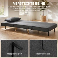 HOMCOM 3-in-1 Faltbarer Schlafstuhl, Schlafsessel aus Leinenoptik mit verstellbarer Rückenlehne und dicker Polsterung, Grau(m-7)