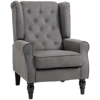 HOMCOM Fauteuil de Salon, Fauteuil d'Appoint Mi-Siècle Moderne en Velours avec Haut Dossier Capitonné à Oreilles, Gris