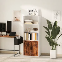 HOMCOM 5-Tier Bookcase with Adjustable Shelf - Rustic Brown(m-10)