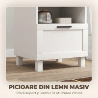 HOMCOM Noptieră Modernă Minimalistă cu Sertar și Raft Deschis, din Lemn, 45x38x50 cm, Alb și Lemn Natural(m-6)