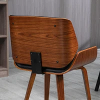HOMCOM Set de 2 Scaune de Sufragerie Stil Vintage Tapițate din Lemn și Piele PU Sintetică, Negru și Lemn(m-10)