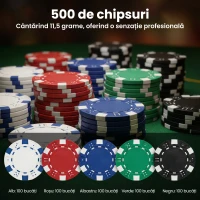 SPORTNOW Set Poker Con 500 Jetoane, Amestecător E Distribuitor Cărți E Valiză(m-7)