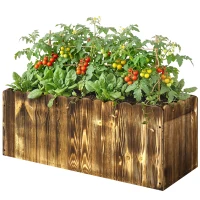 Outsunny Fioriera da Giardino Rettangolare per Interni ed Esterni, in Legno di Abete, 80x33x30 cm, color Legno(m-10)