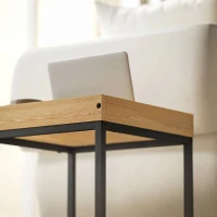 HOMCOM Set 2 măsuțe de cafea moderne cu picioare în formă de U, din lemn și oțel, 45x45x45 cm și 40x40x40 cm, negru(m-8)
