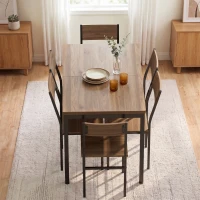 HOMCOM Conjunto de Mesa de Jantar Extensível 120-160 cm e 6 Cadeiras Empilháveis para 4-6 Pessoas Castanho Efeito Madeira(m-8)