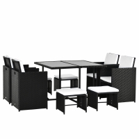 Outsunny Sitzgruppe für 8 Personen Polyrattan Gartenset Sitzgarnitur Schwarz