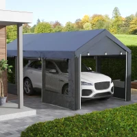 Outsunny Pavilion Auto și pentru Petreceri cu Înălțime Reglabilă, 4 Uși și 4 Fereastre, 6x3m Gri Închis(m-10)