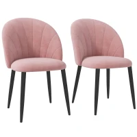 HOMCOM Set de 2 scaune de dining tapițate, stil nordic, din metal și catifea, 52x54x79cm, roz(m-11)