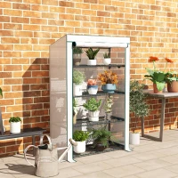 Outsunny Four-Tier Mini Greenhouse - Green/White(m-10)