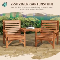 Outsunny Bistro-Set 3-teilig aus Holz Wetterfest Gartenmöbel Set mit Lamellendesign Sonnenschirmloch Verkohlt(m-4)
