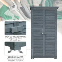 Outsunny Dulap de Exterior din Lemn cu 2 Uși Tip Jaluzea și Rafturi Interne, 87x46.5x160 cm, Gri(m-6)