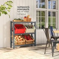 HOMCOM Raft Autoportant pentru 6 Lăzi de Băuturi cu 3 Niveluri cu Polițe Ajustabile, 110x30x110cm, Gri(m-9)