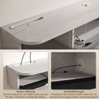 HOMCOM Dulap TV Suspendat din Lemn cu 2 Rafturi Deschise și Dulap, 120x26x16 cm, Alb și Gri(m-7)