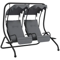 Outsunny Two-Seat Garden Swing Chair, with Protective Canopy - Grey(m-1)
