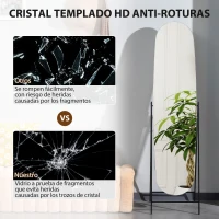 HOMCOM Espejo de Cuerpo Entero Arqueado 160x40 cm sin Marco Soporte de Metal Espejo de Pie o Apoyado en la Pared Negro(m-7)