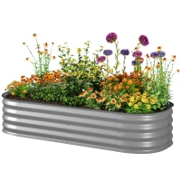 Outsunny Hochbeet Pflanzenbeet, modulares Hochbett, geschützte Kanten, Design ohne Boden,  150 x 62 x 30 cm, Silber(m-11)