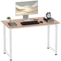 HOMCOM Computer Desk, Writing Table, 120 x 60 x 76cm Workstation for Home Office, Study with Metal Frame, Simple Assembly, White(m-1)