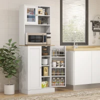 HOMCOM Armário de Cozinha Armário Alto de Cozinha com 3 Portas Prateleiras Ajustáveis e Prateleiras na Porta  60x35x169 cm Branco(m-11)