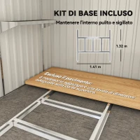 Outsunny Capanno Attrezzi in Metallo 1.5x2m con Base, Porta Scorrevole e Tetto Inclinato, Grigio Scuro(m-6)