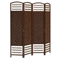 HOMCOM Paravent intérieur en bois séparateur de pièce cloison pliable 4 panneaux 160 x 170 cm marron(m-11)