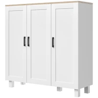 HOMCOM Credenza Cucina in Legno a 3 Ante, Ripiani Regolabili, Stile Minimalista Nordico, 90x30x90cm, Bianco(m-11)