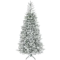 HOMCOM Pom de Crăciun Artificial Însprințat de Înălțime 210 cm cu Crengi Realiste și Bază Metalică Pliabilă(m-11)