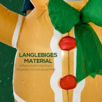 HOMCOM Aufblasbare Weihnachtsdeko 1,83 m Lebkuchenmann mit Schleife, 3 LEDs, internes Gebläse Gartendeko(m-5)
