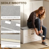 HOMCOM Panca Scarpiera con Cassetto Ribaltabile e Contenitore, Capacità 6 Paia di Scarpe, 80x30x55 cm, Bianco(m-7)