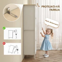HOMCOM Bufet Înalt de Bucătărie, Dulap cu Lumină LED, Reglabil în 3 Culori, Rafturi Ajustabile, Alb(m-7)