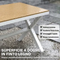 Outsunny Set Pranzo Esterni 7 Pezzi, Tavolo Sedie Impilabili Telaio Alluminio, Teak(m-5)