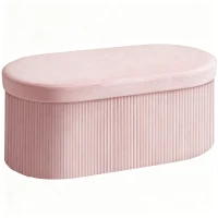 HOMCOM Pouf Contenitore Pieghevole con Vano da 72L e Rivestimento in Velluto, 76x38x35 cm, Rosa(m-1)