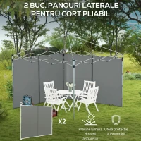 Outsunny Panouri Laterale pentru Foisor cu Usi cu Fermoar, pentru Foisoare Pliabile de 3x3(m) sau 3x6m, Gri Inchis(m-4)