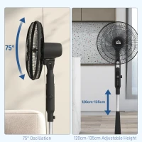 HOMCOM Three Mode Pedestal Fan, with Insect Repellant Box and LED Panel - Black(m-5)