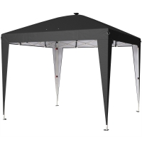 Outsunny Pavilion pliabil 3x3 m, înălțime reglabilă, cu lumină centrală și telecomandă, din metal și poliester, negru