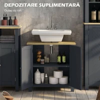 kleankin Dulap Sub Chiuvetă din PAL și MDF cu 2 Uși și Raft Interior Reglabil, 60x30x60 cm, Gri(m-5)