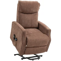 HOMCOM Fotoliu Relax Electric cu Funcție de Ridicare, 8 Puncte de Masaj, Reclinabil până la 135° cu 2 Telecomenzi, Maro(m-16)