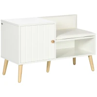 HOMCOM Banco Sapateira com Compartimento Aberto e Almofada Acolchoada para 4 Pares de Sapatos 80x33x49cm Branco(m-1)