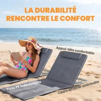 Outsunny Lot de 2 Tapis de Plage rembourré - lot de 2 Matelas de Plage - nattes de Plage - Dossier inclinable(m-6)