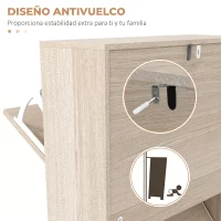HOMCOM Zapatero Estrecho con 3 Puertas Abatibles Zapatero Entrada Recibidor Estantes Ajustables para 12 Pares de Zapatos Gris(m-7)