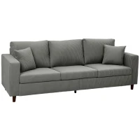 HOMCOM 3 Seater Sofa with Wide Seat, Corduroy Fabric Couch with Deep Seat, Spring Cushion, Light Grey(m-1)