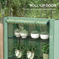Outsunny 4 Tier Mini Greenhouse with Reinforced PE Cover, Portable Indoor Outdoor Green House with Roll-up Door and Wire Shelves, 170H x 120W x 50Dcm, Green(m-6)