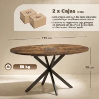 HOMCOM Mesa de Comedor Extensible para 4 a 6 Personas de Estilo Industrial con Pata de Araña Efecto Madera Marrón(m-3)
