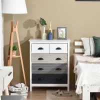 HOMCOM Sideboard, Kommode, 5 Schubladen, lackierte Oberfläche, MDF & Kiefernholz, 70 x 38 x 85 cm, Weiß(m-9)