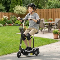 HOMCOM Powered Powered Scooter Ride-On, with Brakes, Adjustable Seat, Adjustable Handlebars, Black(m-2)