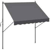 Outsunny Toldo Manual Retráctil 200x175x210-310 cm Ajustable con Manivela Protección Solar UV40+ para Balcón Terraza Gris(m-1)
