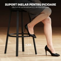 HOMCOM Set 2 Scaune de Bar în Stil Industrial cu Spătar, Șezut din Piele Ecologică și Suport pentru Picioare, Maro Rustic(m-6)
